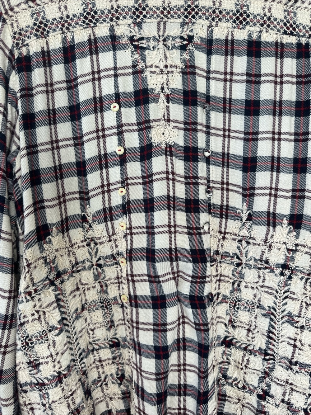 Johnny Was 3J Workshop Embroidered Plaid Button Down Shirt - Picture 7 of 9